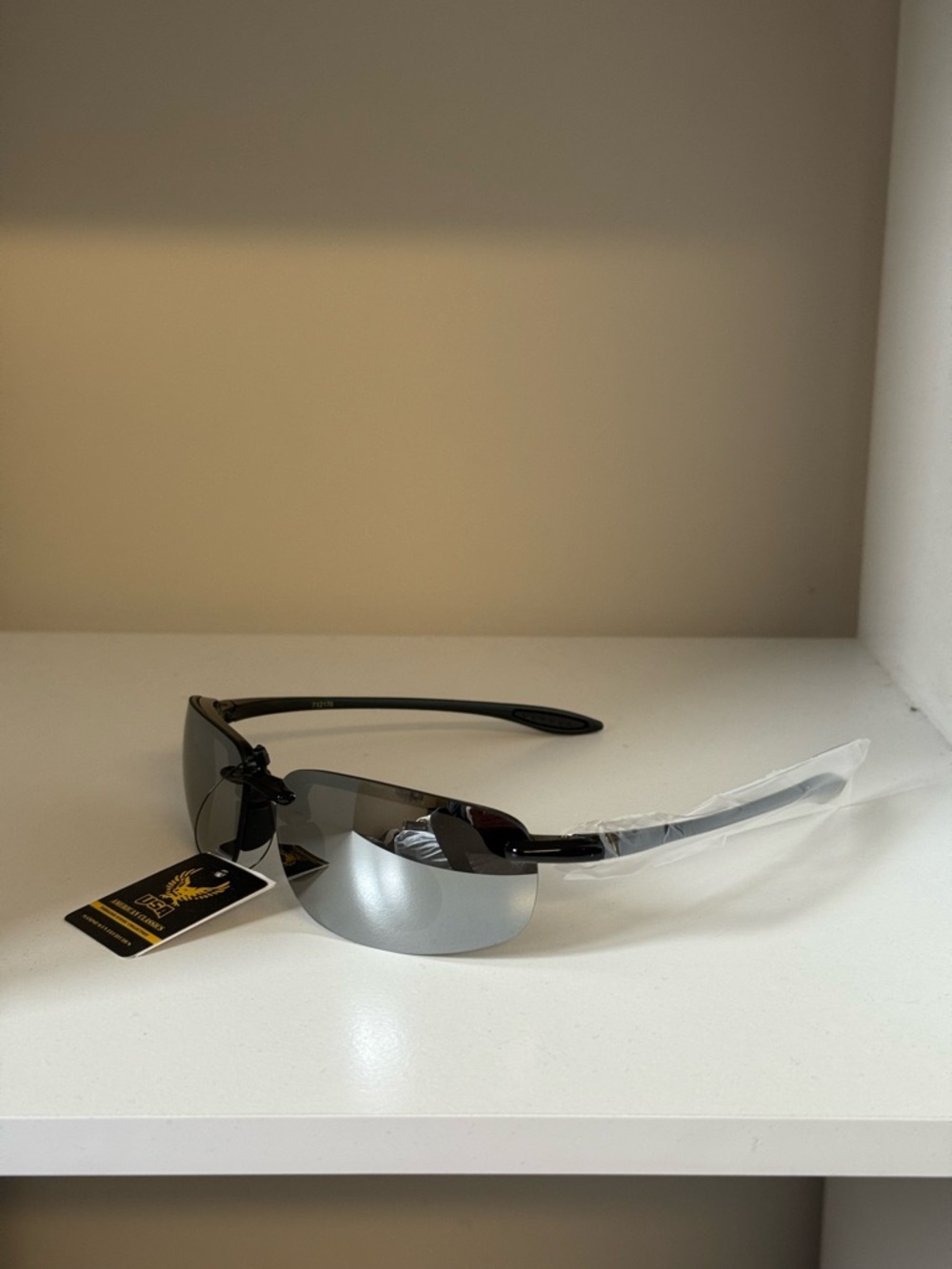 Men's Polarized Semi-Rimless Sunglasses - Black/Silver